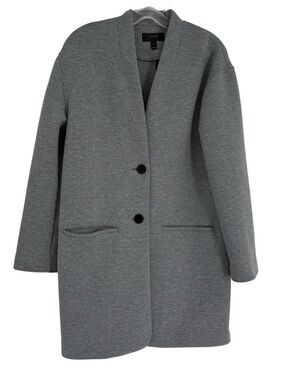 J. CREW size S Long Knit blazer jacket gray 2-buttons unlined long sleeves